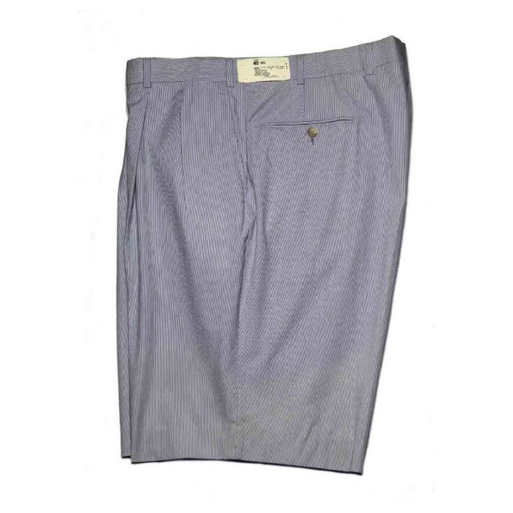 Haspel Shorts Blue White Pinstripe Cotton Blend Pleated Men's Size 40